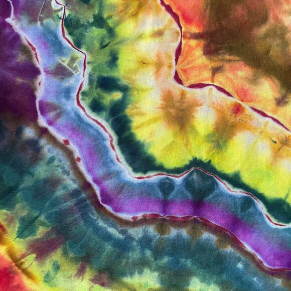 Women's Tie Dyed Tank Crop - Ice Dye Handmade - Funky Rainbow (Fitted XLarge) - Picture 3 of 11